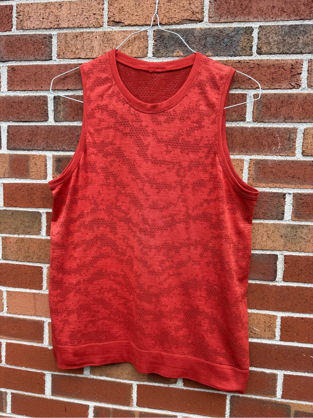 Lululemon Red Orange Seamless Eyelet Muscle Tank Top